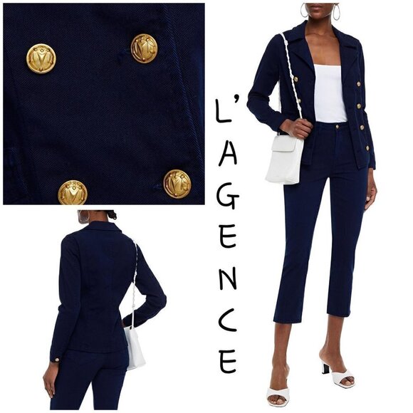 L'AGENCE Allison double-breasted cotton-blend gabardine jacket - Picture 1 of 12